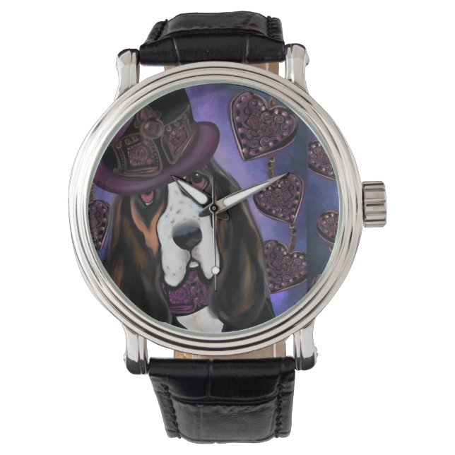 STEAMPUNK Basset Hound Armbandsur (Framsida)