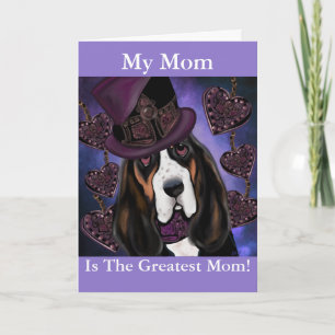 STEAMPUNK Basset Hound Helgkort