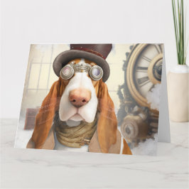 Steampunk Basset Hound Kort
