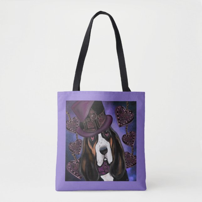 STEAMPUNK Basset Hound Tygkasse (Framsida)