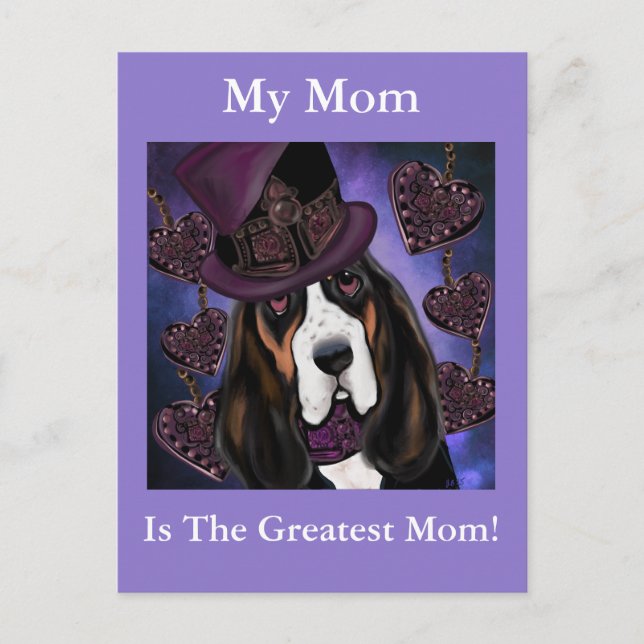 STEAMPUNK Basset Hound Vykort (Framsida)