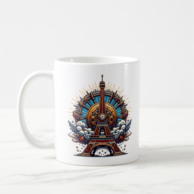 Steampunk Bastille-dagen Eiffel Torn Kaffemugg (Vänster)