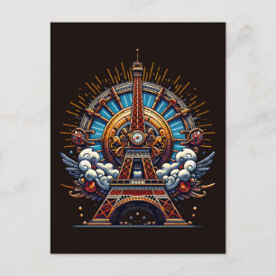 Steampunk Bastille-dagen Eiffel Torn Vykort