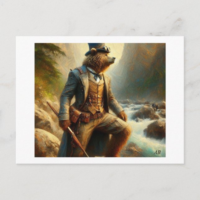 Steampunk Bear Vykort (Framsida)