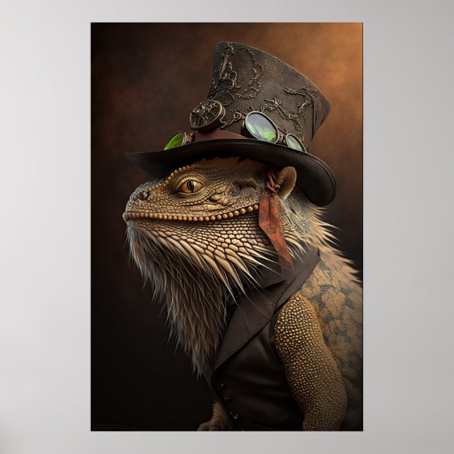 Steampunk Bearded Dragon Poster (Framsidan)