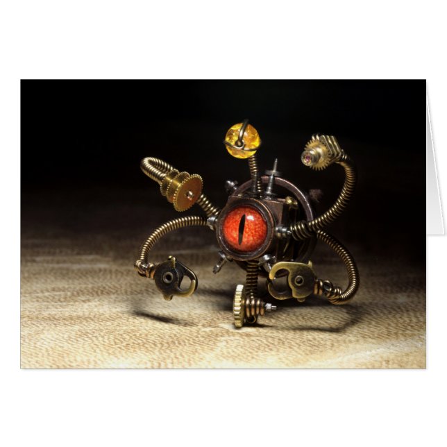 Steampunk betraktarerobot hälsningskort (Framsidan Horizontal)