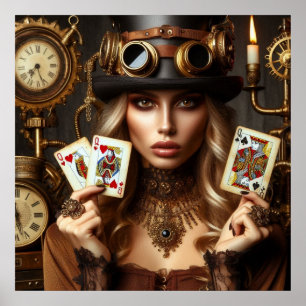 Steampunk Beval Queen of Hearts Poster