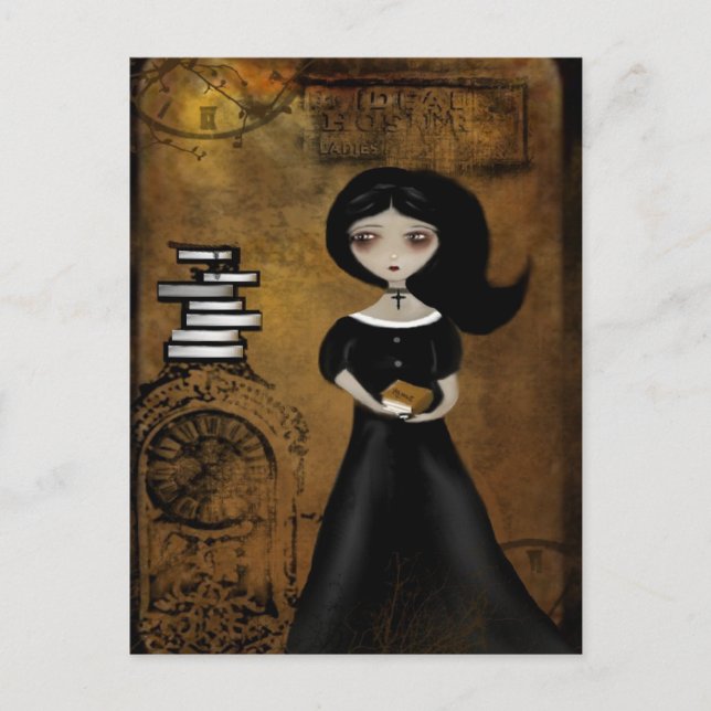 Steampunk Bibliophile Postcard Vykort (Framsida)