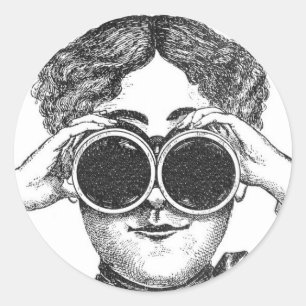 Steampunk Binoculars Sticker Runt Klistermärke