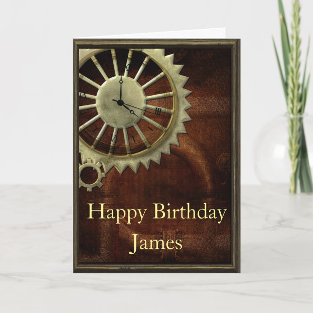 Steampunk Birthday Kort (Framsida)