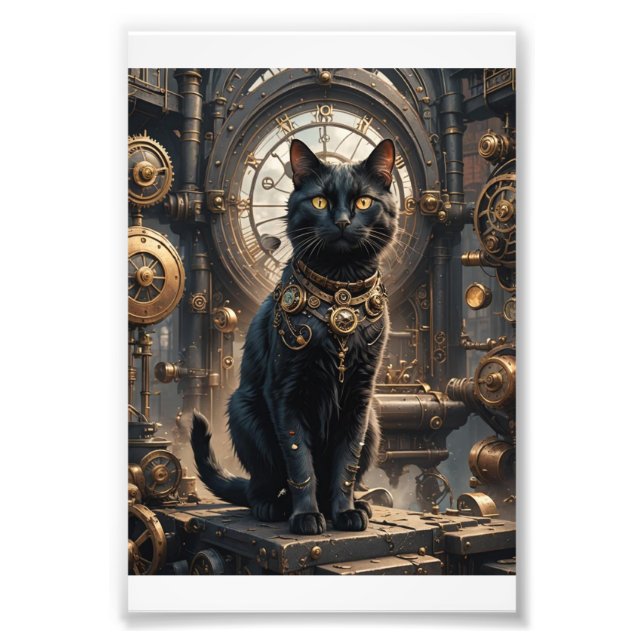 Steampunk Black Cat 1 Fototryck (Framsidan)