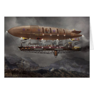Steampunk - Blimp - Airship Maximus Hälsningskort