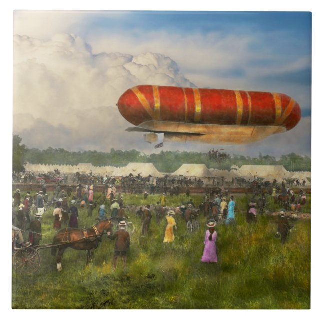 Steampunk - Blimp - Launching Nulli Secundus II Kakelplatta (Framsidan)