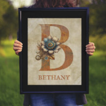 Steampunk Blommigt Brev B Poster