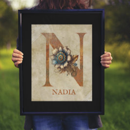 Steampunk Blommigt Brev N Poster
