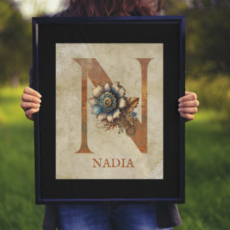 Steampunk Blommigt Brev N Poster