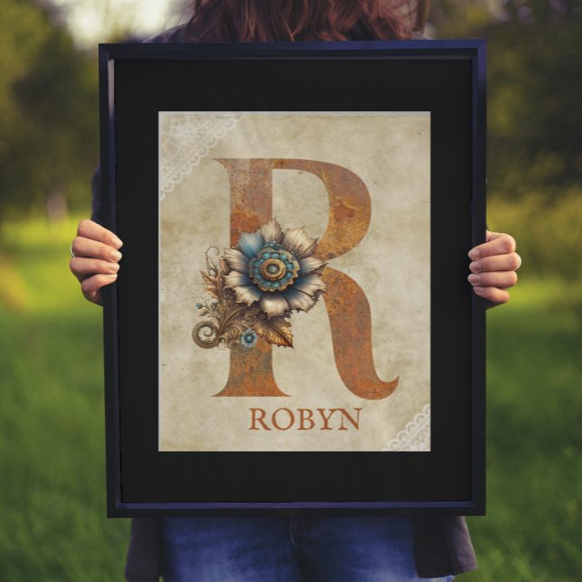 Steampunk Blommigt Brev R Poster (Skapare uppladdad)