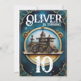 Steampunk Blue Copper Födelsedagsfest Inbjudningar