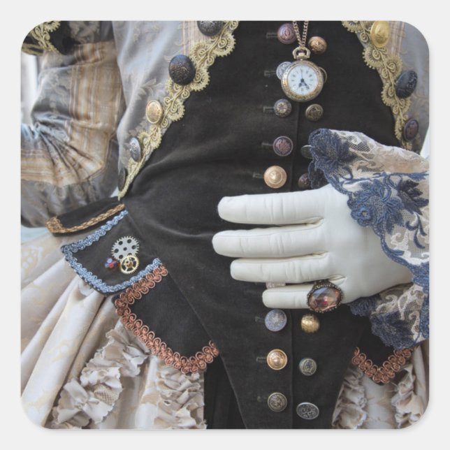 Steampunk bodice, karnival, Venedig Fyrkantigt Klistermärke (Framsida)