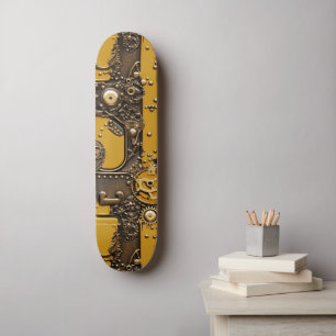 Steampunk Bok Industrial Gult Mini Skateboard Bräda 18,5 Cm