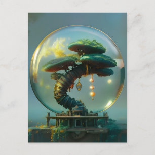 Steampunk Bonsai Träd i ett vykort för glassorb