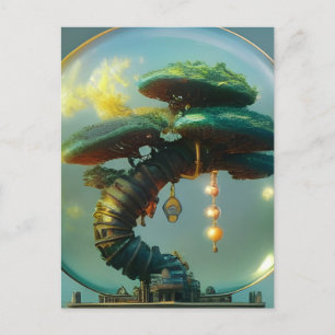 Steampunk Bonsai Träd under en dom Vykort