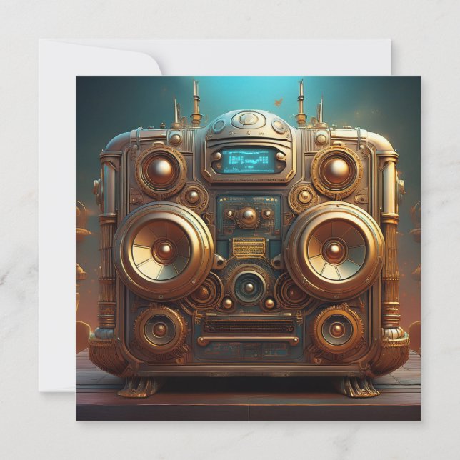 Steampunk Boom Box Radio Inbjudningar (Framsida)