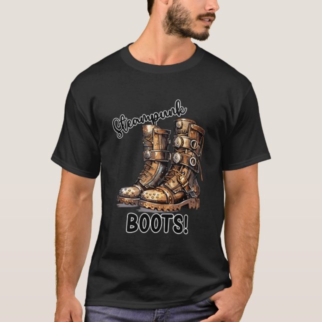 Steampunk Boots! Segmentdesign T Shirt (Framsida)