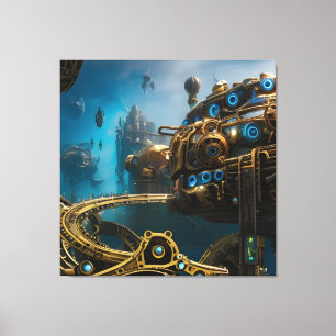 Steampunk Borttappad Atlantis stad Canvastryck