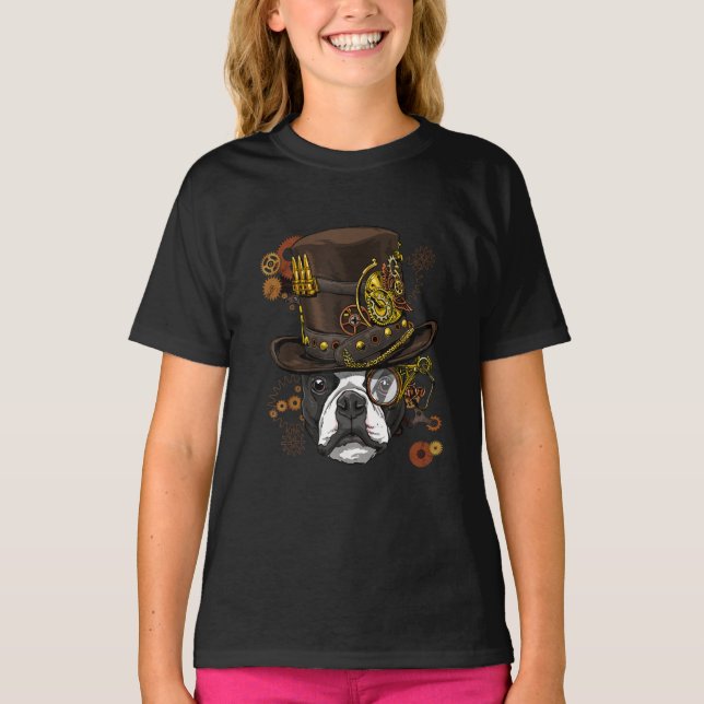 Steampunk Boston Terrier Hund tröja Steampunk Älsk (Framsida)