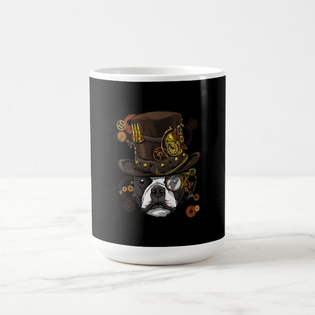 Steampunk Boston Terrier Hund tröja Steampunk Älsk Kaffemugg (Center)