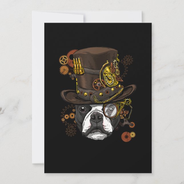 Steampunk Boston Terrier Hund tröja Steampunk Älsk Meddelande (Framsida)