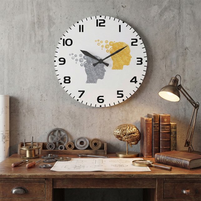 Steampunk Brain Power Cogwheel Heads Stor Klocka (Skapare uppladdad)