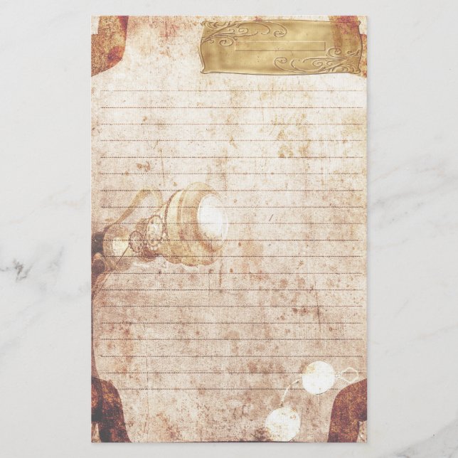 Steampunk brevpapper - kreativnamn pläterar (Framsida)