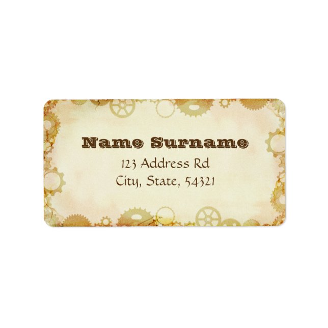 Steampunk Bröllop, adressetiketter (Framsidan)