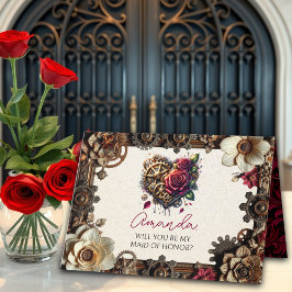 Steampunk Bröllop | Är du min Maid of honor? Kort