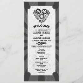 Steampunk Bröllop Ceremony Heart Cogs Retro Program