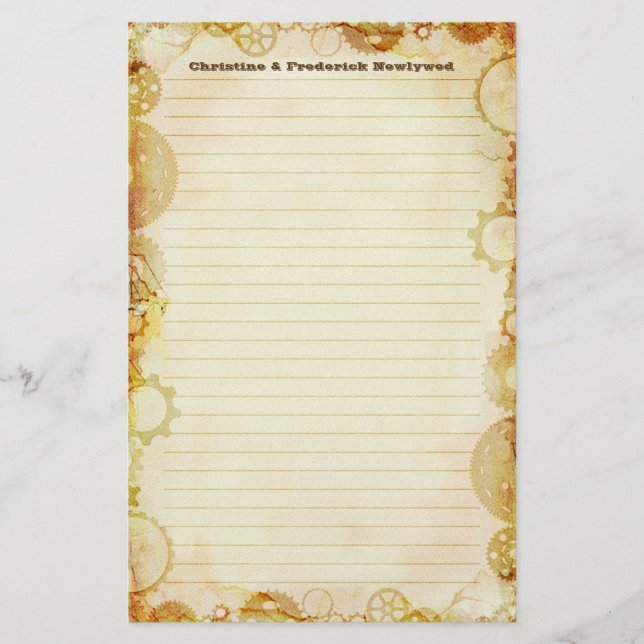 Steampunk Bröllop, kontorsmateriel Brevpapper (Framsida)
