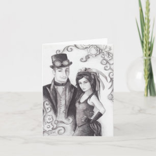 Steampunk Bröllop - Notecard Kort
