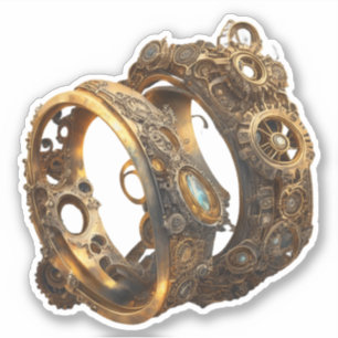 Steampunk Bröllop Ringar Klistermärken