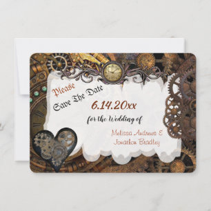 Steampunk Bröllop spara datum Julkort
