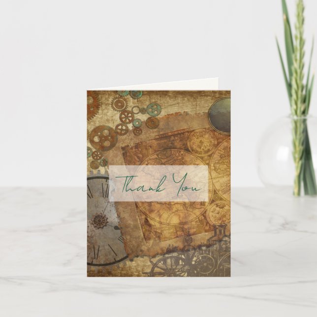 Steampunk Bröllop Tack-meddelandekort Tack Kort (Framsida)