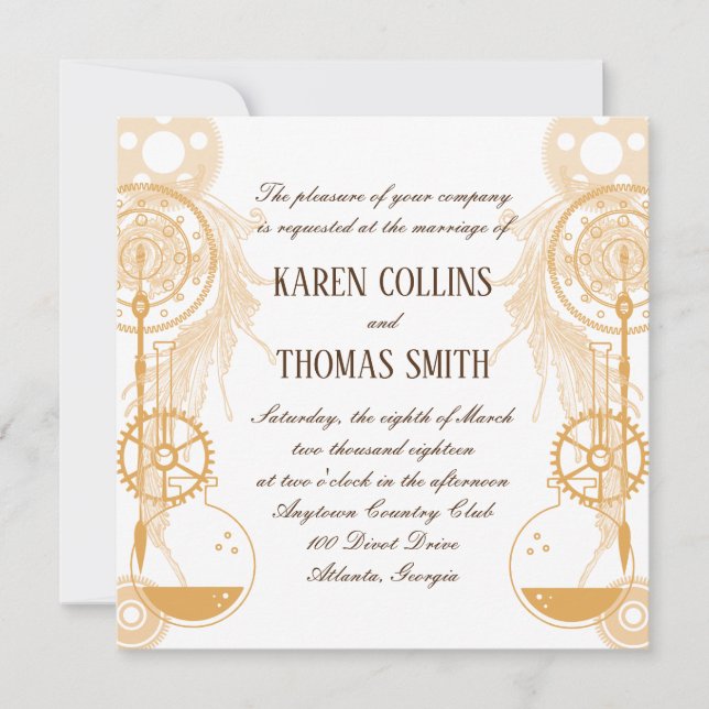Steampunk Bröllopsinbjudan Inbjudningar (Framsida)