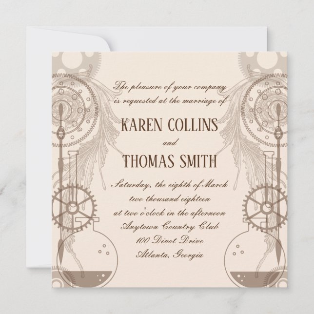 Steampunk Bröllopsinbjudan Inbjudningar (Framsida)