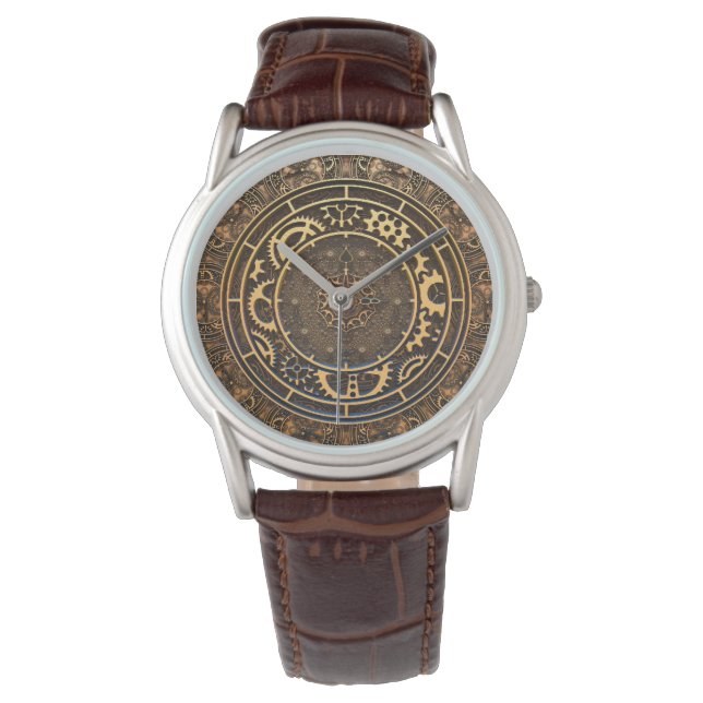 Steampunk Bronze Gears Filigree Armbandsur (Framsida)