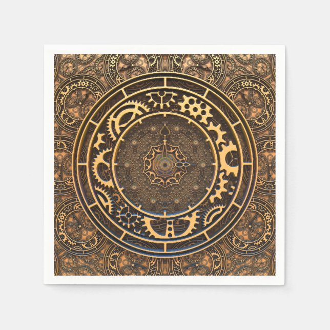 Steampunk Bronze Gears Filigree Pappersservett (Framsidan)