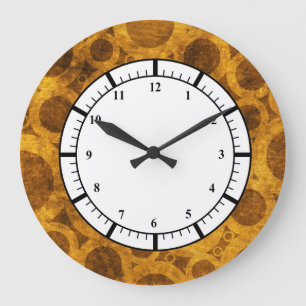 Steampunk Brown Guld Grunge Mönster Clock Stor Klocka