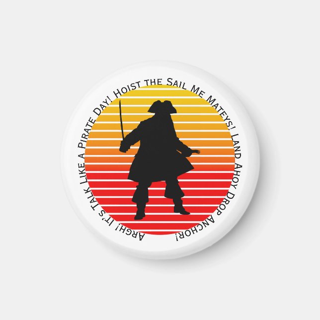 Steampunk Buccaneers Prata som en pirat Dag Argh! Magnet (Framsidan)