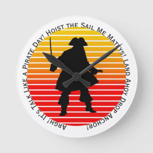 Steampunk Buccaneers Prata som en pirat Dag Argh! Rund Klocka