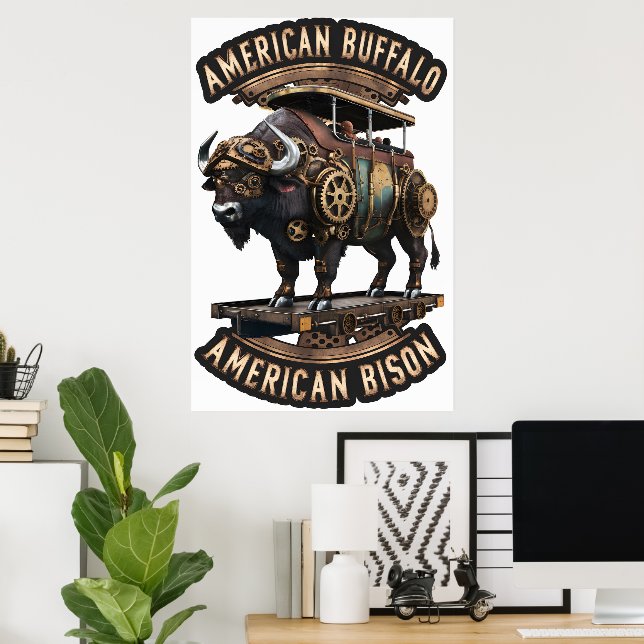 Steampunk Buffalo Poster (Hemmakontoret)